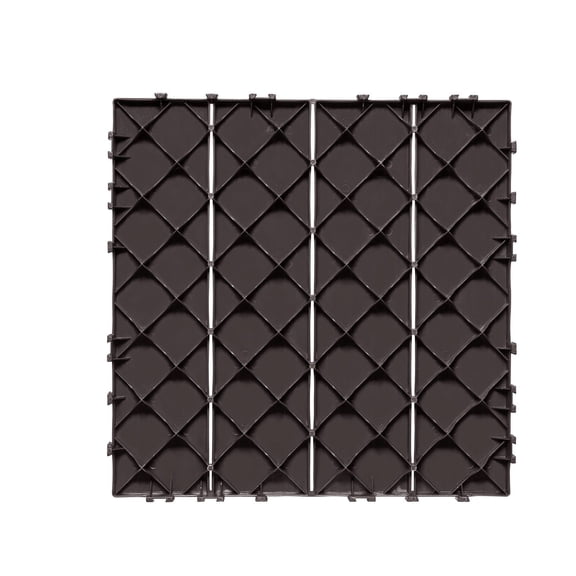 Interlocking Deck Tiles 10 Pack 12x12 Inch Waterproof Outdoor Patio Flooring Plastic Deck Cover for Porch Pool Backyard Dark Brown