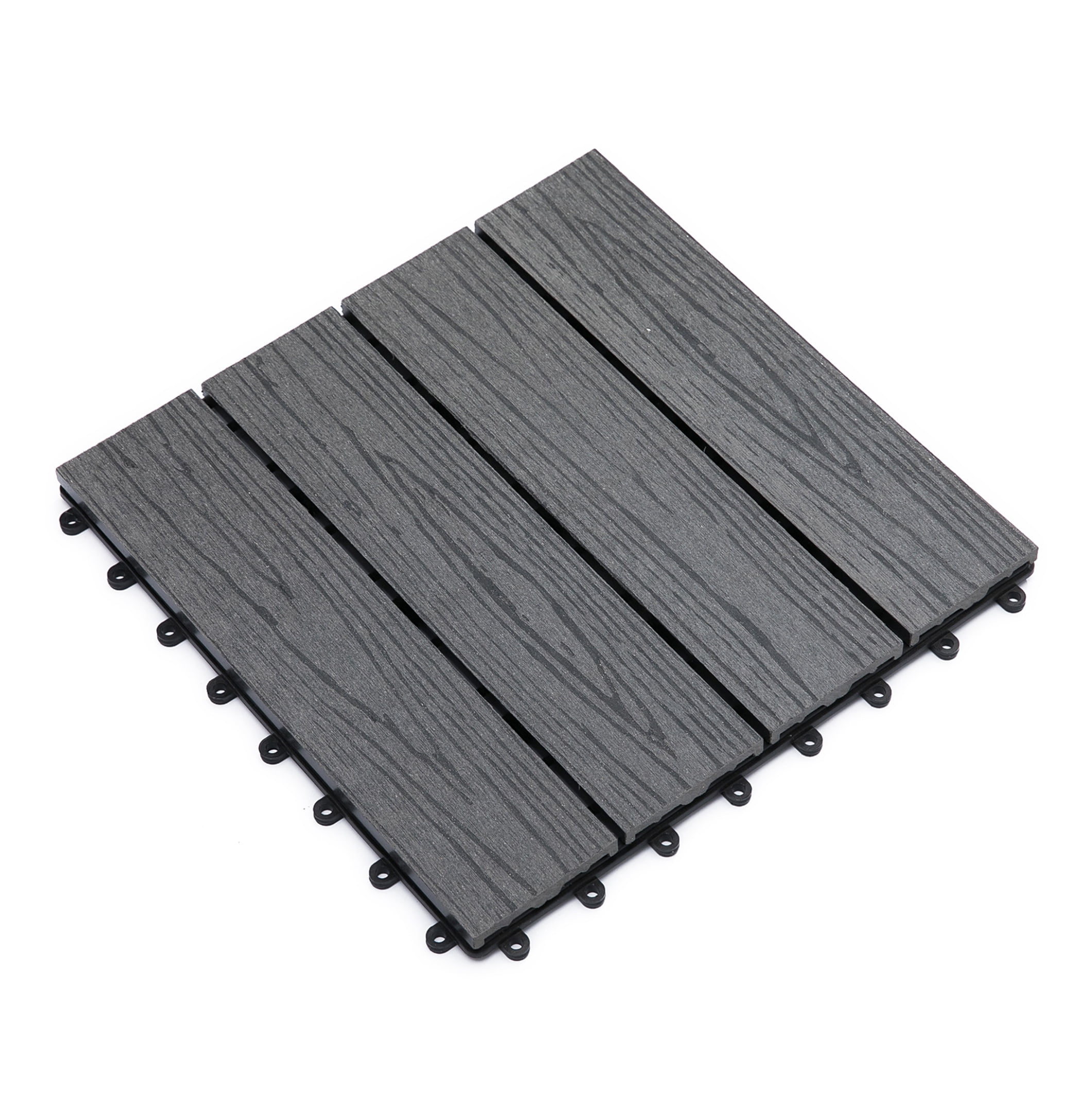 Interlocking Deck Tiles - 11 Pack Outdoor Flooring 12x12, Grey Wood ...