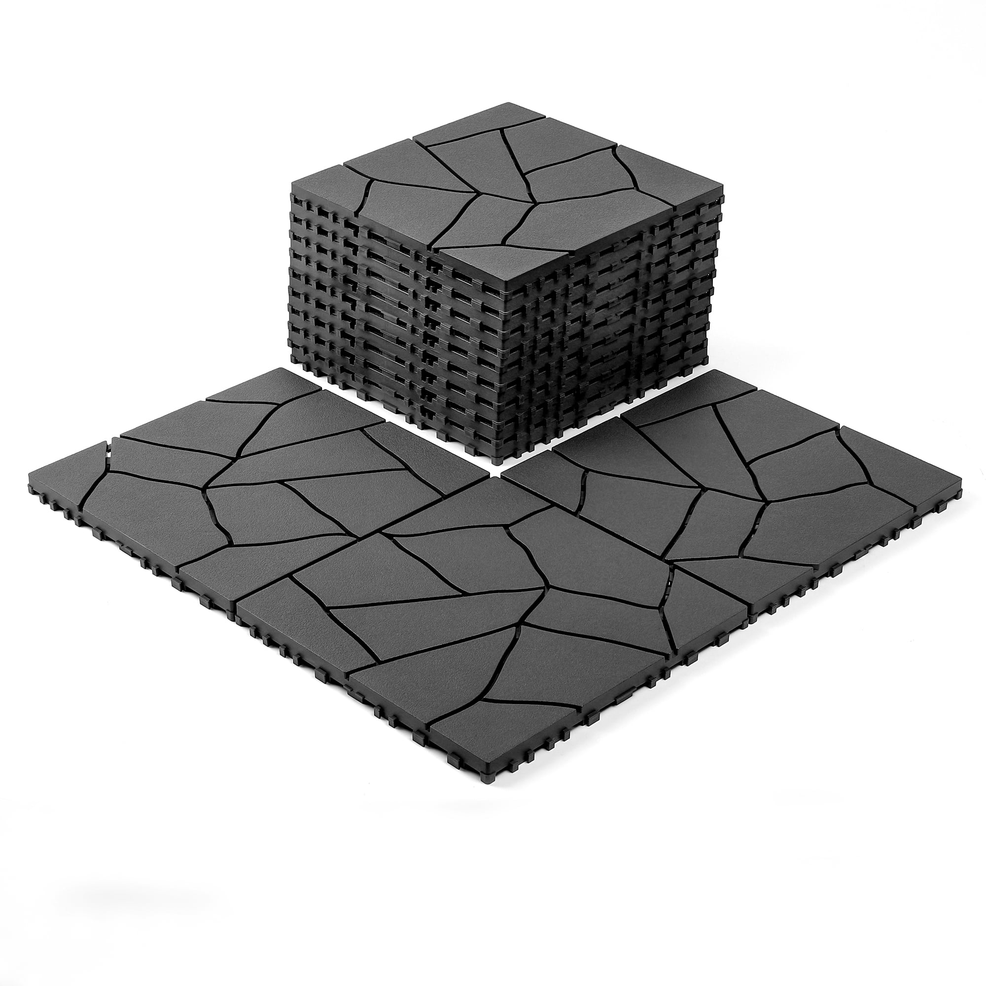 Interlocking Deck Tiles 12x12 Inch Outdoor Flooring, Waterproof PP Patio Floor Tiles DIY