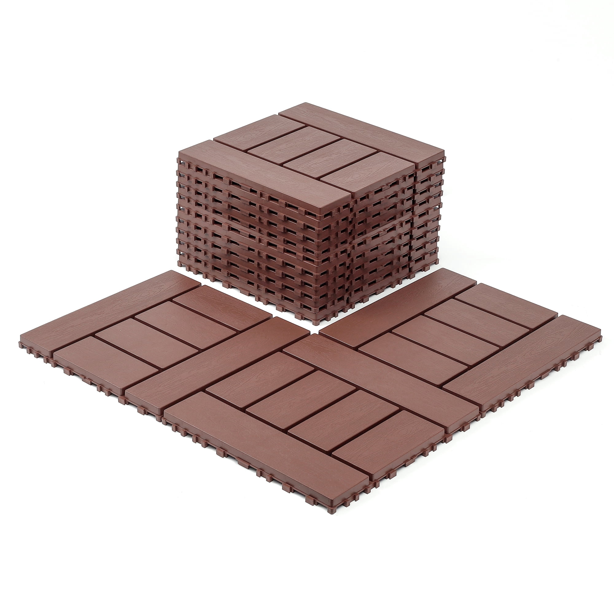44-Pack Interlocking Deck Tiles 12" x 12" Waterproof Outdoor Patio Flooring Tiles