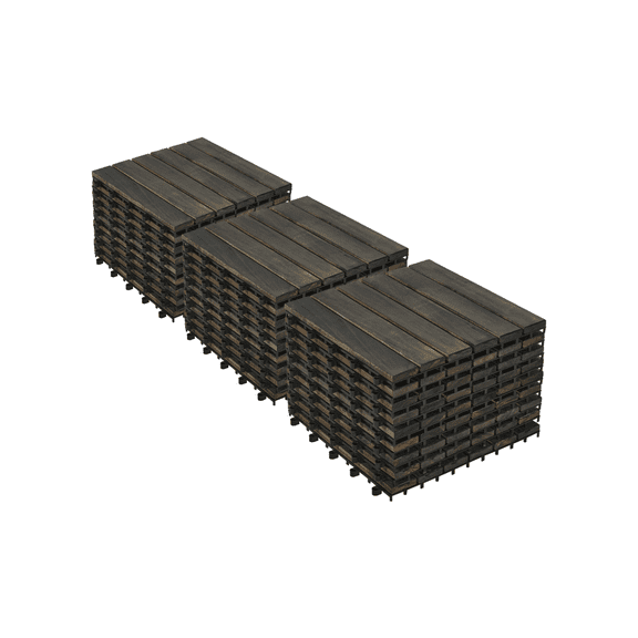Interlocking Deck Tiles 30 PCS, 12x12 Dark Brown - Outdoor Flooring for Patio, Balcony, Poolside, Garden - Waterproof Wood Tiles