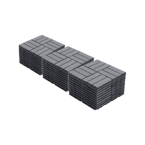 Interlocking Deck Tiles - 30 PCS 12x12 Light Gray Wood Plastic Composite Flooring for Outdoor Patio, Balcony, Poolside - Weather Resistant DIY Tiles