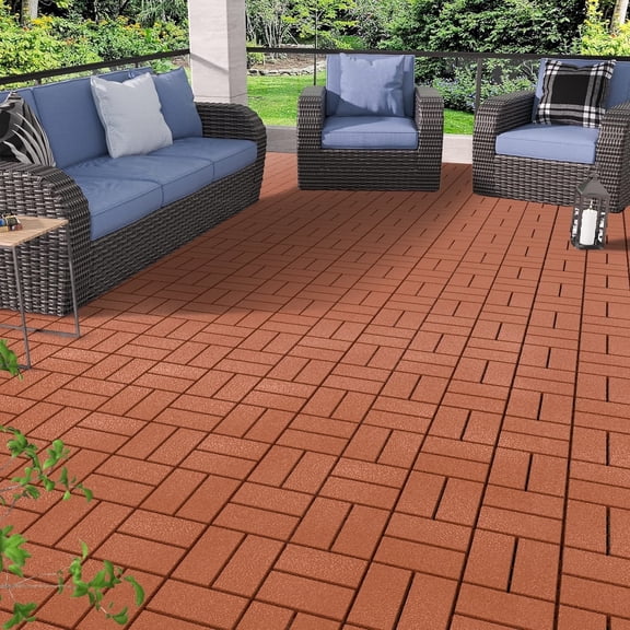 44 Pack Waterproof Interlocking Deck Tiles, 12"x12" Plastic Patio Tiles | for Indoor Outdoor Use, Patio Floor Decking Tiles for Garden Lawn Porch Poolside Balcony