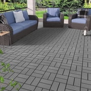 44 Pack Waterproof Interlocking Deck Tiles, 12"x12" Plastic Patio Tiles | for Indoor Outdoor Use, Patio Floor Decking Tiles for Garden Lawn Porch Poolside Balcony