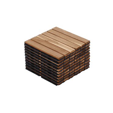 10 PCS Interlocking Deck Tiles Striped Pattern, 12" x 12" Square Yellow Acacia Hardwood Outdoor Flooring for Porch, Patio, Bancony, Pool Side,...