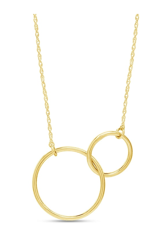 Interlocking Double Circle Pendant Necklace in 10k Yellow Gold Jewelry for Women