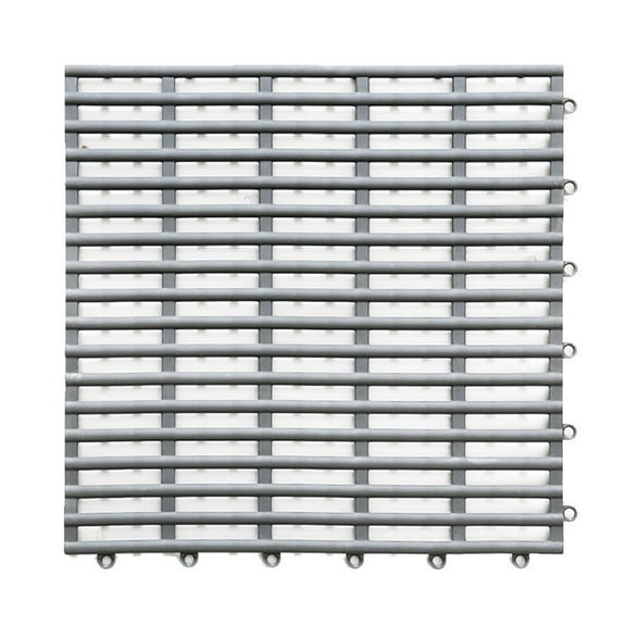 Interlocking Drainage Floor Mat Tile, 11.8 x 11.8 In Plastic Non Slip Shower Pool Kitchen Mat, Gray