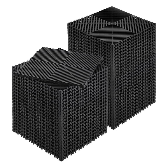 Interlocking Drainage Mat 12 x 12 Modular Cushion 50 Pcs Non Slip Black PP Floor Tile for Garage Garden Kitchen Outdoor