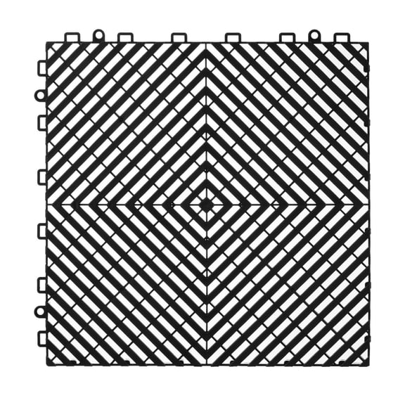 Interlocking Drainage Mat 12'x12', 12 Pcs Garage Floor Tiles, Heavy Duty PP Material, Non-Slip Water Drainage Mats for Garage, Kitchen, Garden, Outdoor, Black