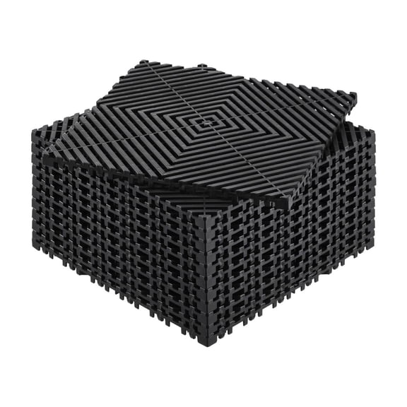 Interlocking Drainage Mat 12'x12', 12-Piece Modular Floor Tile, Non-Slip PP Drainage Mat for Garage, Kitchen, Garden, Outdoor Heavy Duty Water Drainage