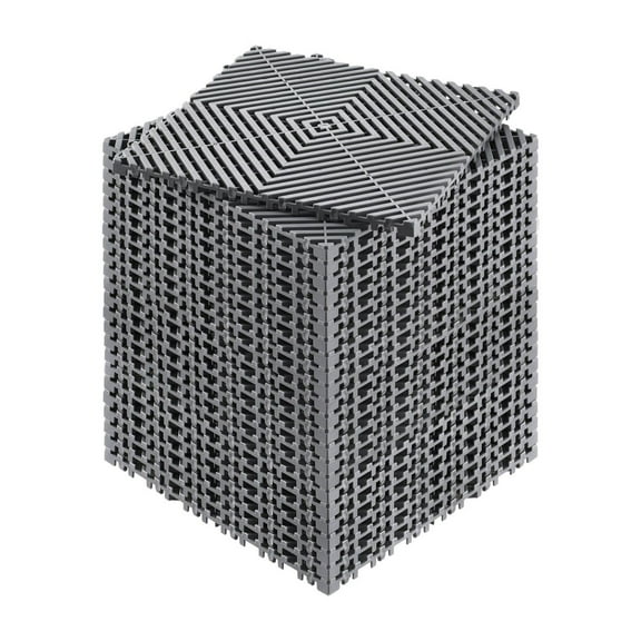 Interlocking Drainage Mat 12'x12', 24-Piece Garage Floor Tile, Non-Slip PP Drainage Mats for Kitchen, Garden, Outdoor - Gray