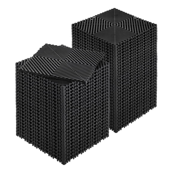 Interlocking Drainage Mat 12"x12" (55-Pack) Non-Slip Black PP Tiles.