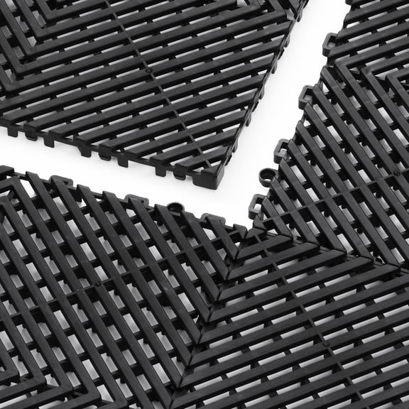 Interlocking Drainage Mat,12'x12' Modular Interlocking Cushion,50 Pcs Splicing Drainage Mats,Non-Slip Black PP Drainage Floor Tile&Shower Mat,for Garage,Garden,Kitchen&Outdoor