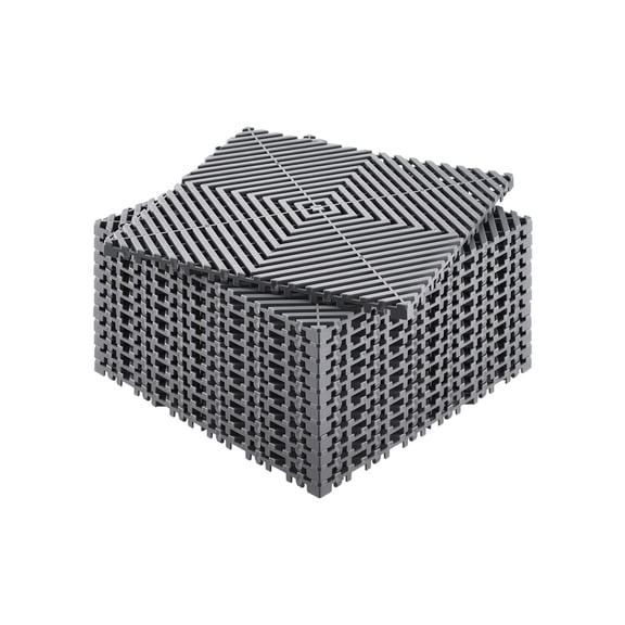 Interlocking Drainage Mat, 12' x 12' Modular Interlocking Cushion, 12 Pcs Splicing Drainage Mats, Non-Slip Gray PP Drainage Floor Tile and Shower Mat, for Garage, Garden, Kitchen & Outdoor