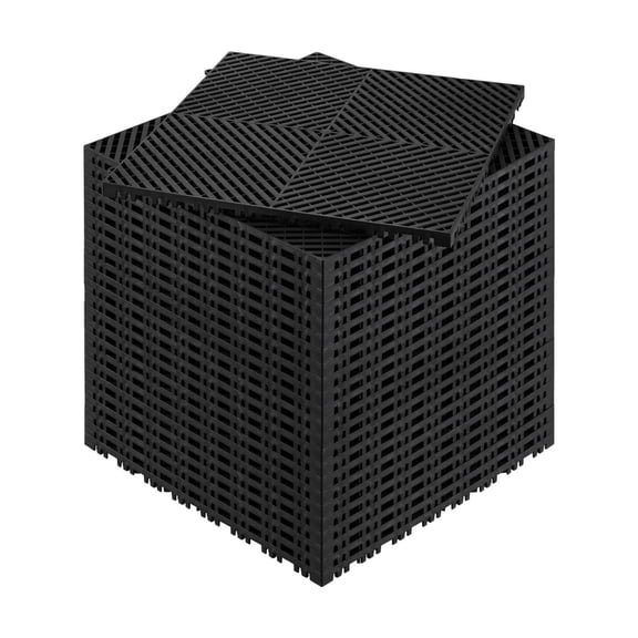 Interlocking Drainage Mat, 15.7' x 15.7', 24 Pcs PP Drainage Floor Tile