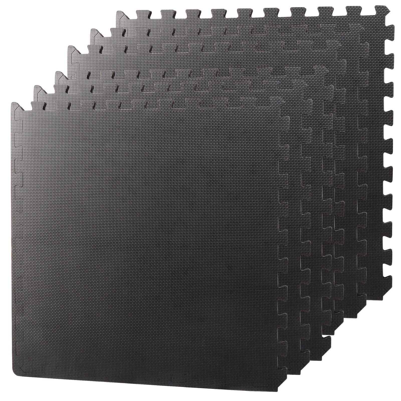 Interlocking EVA Foam Floor Mats 24"x24", 6-Piece Set, Shock-Absorbing, Non-Slip, Waterproof Exercise Tiles for Home Gym, Workout, Martial Arts & Playroom, Lightweight 4 Sq. Ft per Tile – Black