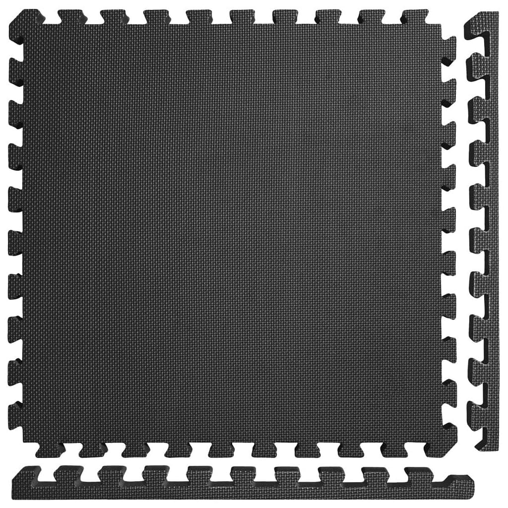 Interlocking EVA Foam Floor Mats 24"x24", 8-Piece Set, Shock-Absorbing, Non-Slip, Waterproof Exercise Tiles for Home Gym, Workout, Martial Arts & Playroom, Lightweight 4 Sq. Ft per Tile – Black