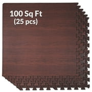 Home Aesthetics 100 Sq. Ft 3/8 Inch Thick Interlocking Foam Mats Flooring, Dark