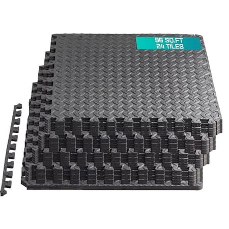 Interlocking Exercise Mat - Black - 24pcs (96SQFT)