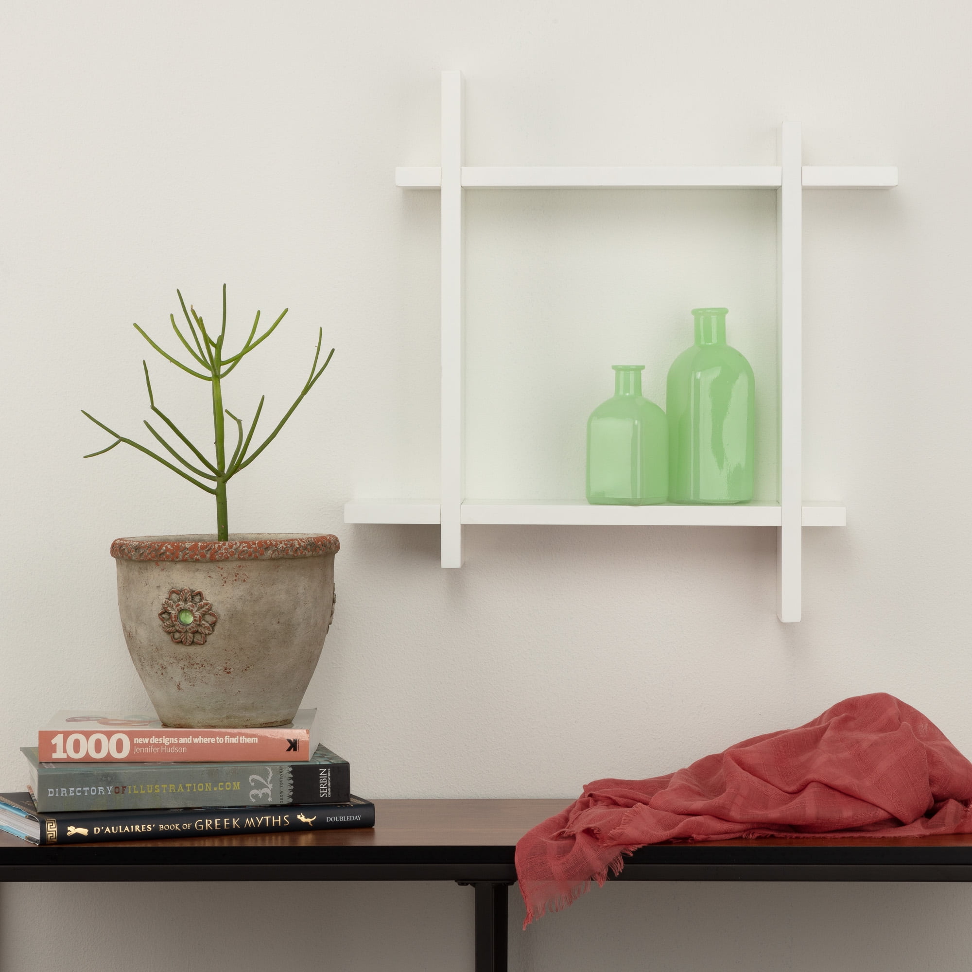 Interlocking Floating Wall Shelf Ledge Storage Cubby, White - Walmart.com