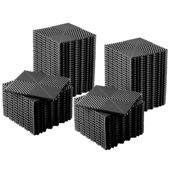 Interlocking Floor Tiles 12"x12" 100-Pack, Modular PVC Non-Slip Drainage Mat for Garage, Gym, Yard, Patio, Black
