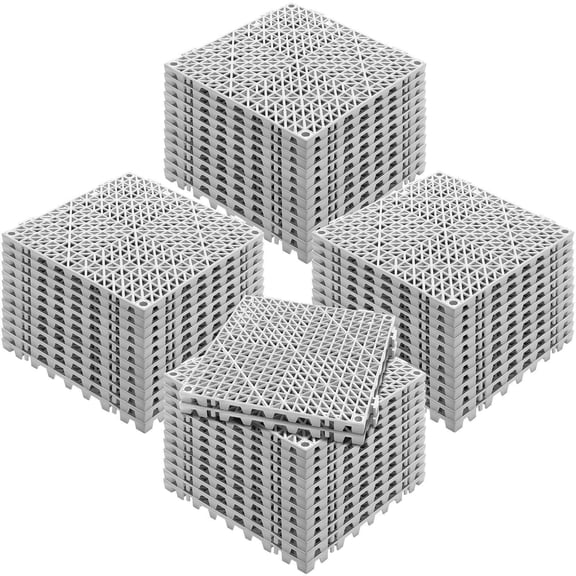 Interlocking Floor Tiles 50 Pack Grey 12x12 Inch Soft PVC Non Slip Drainage Tiles for Bathroom Kitchen Pool Wet Areas