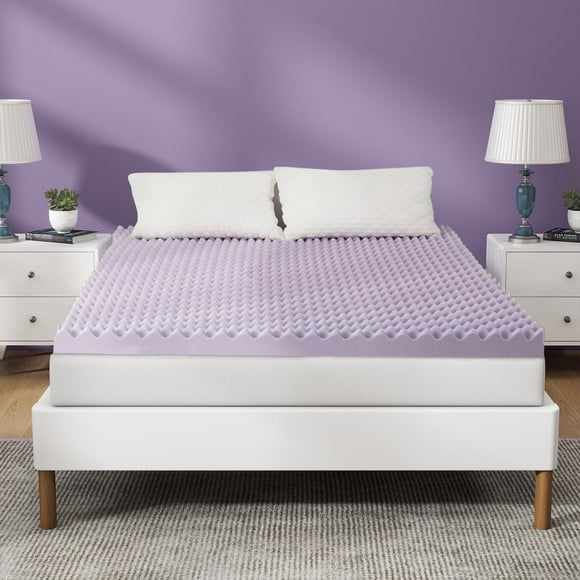 2 Inch Twin Size Mattress Topper, Gel Memory Foam Egg Crate Bed Topper, CertiPUR-US Certified, Lavender