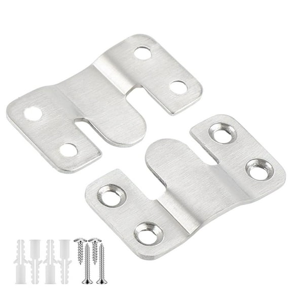 Interlocking Flush Mount Bracket Picture Hanging Hooks Stainless Steel Heavy Duty Photo Frame Hook Large Picture Hanger Hanging Buckle Furniture Connector Headboard Wall Mounting Hardware by WEIWEIGG