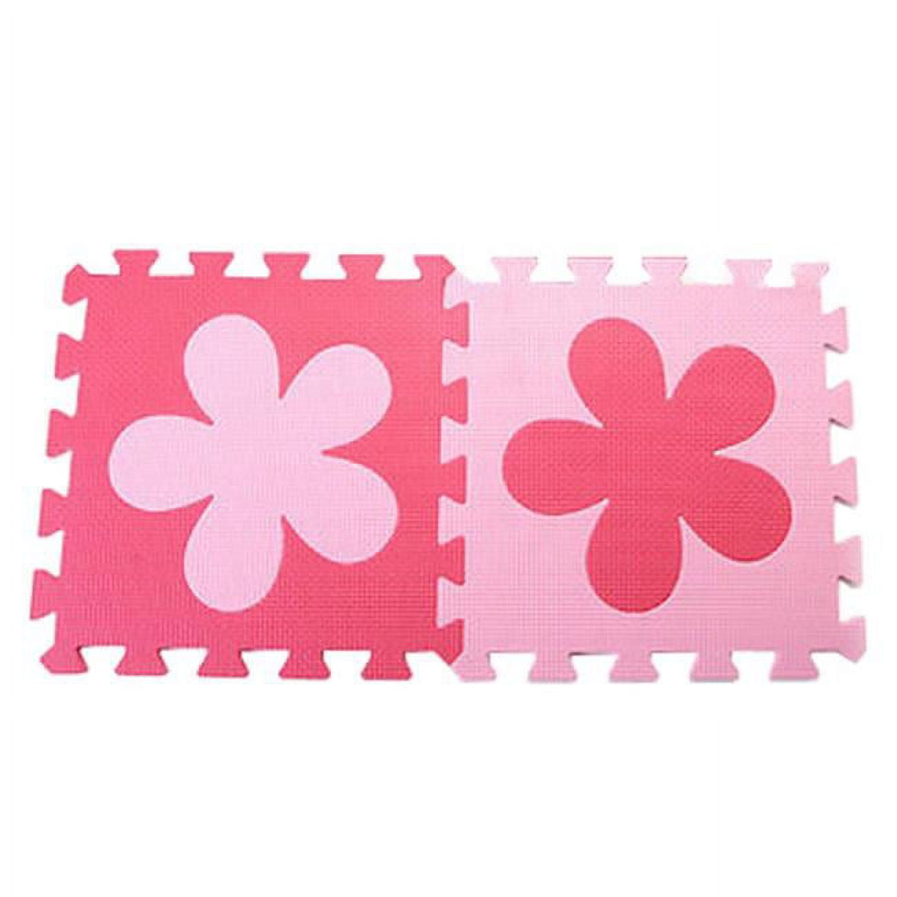 Interlocking Foam Mats, 10 Tiles Pink Flower