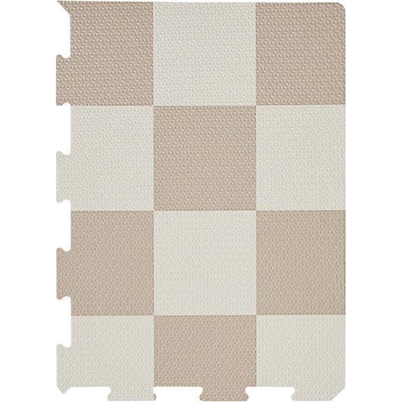 Interlocking Foam Play Mat Tiles, Checkerboard Beige 100% EVA Safe Non-Toxic | Best Value | Waterproof Soft Cushioned Puzzle Mats for Kids & Toddler Playroom