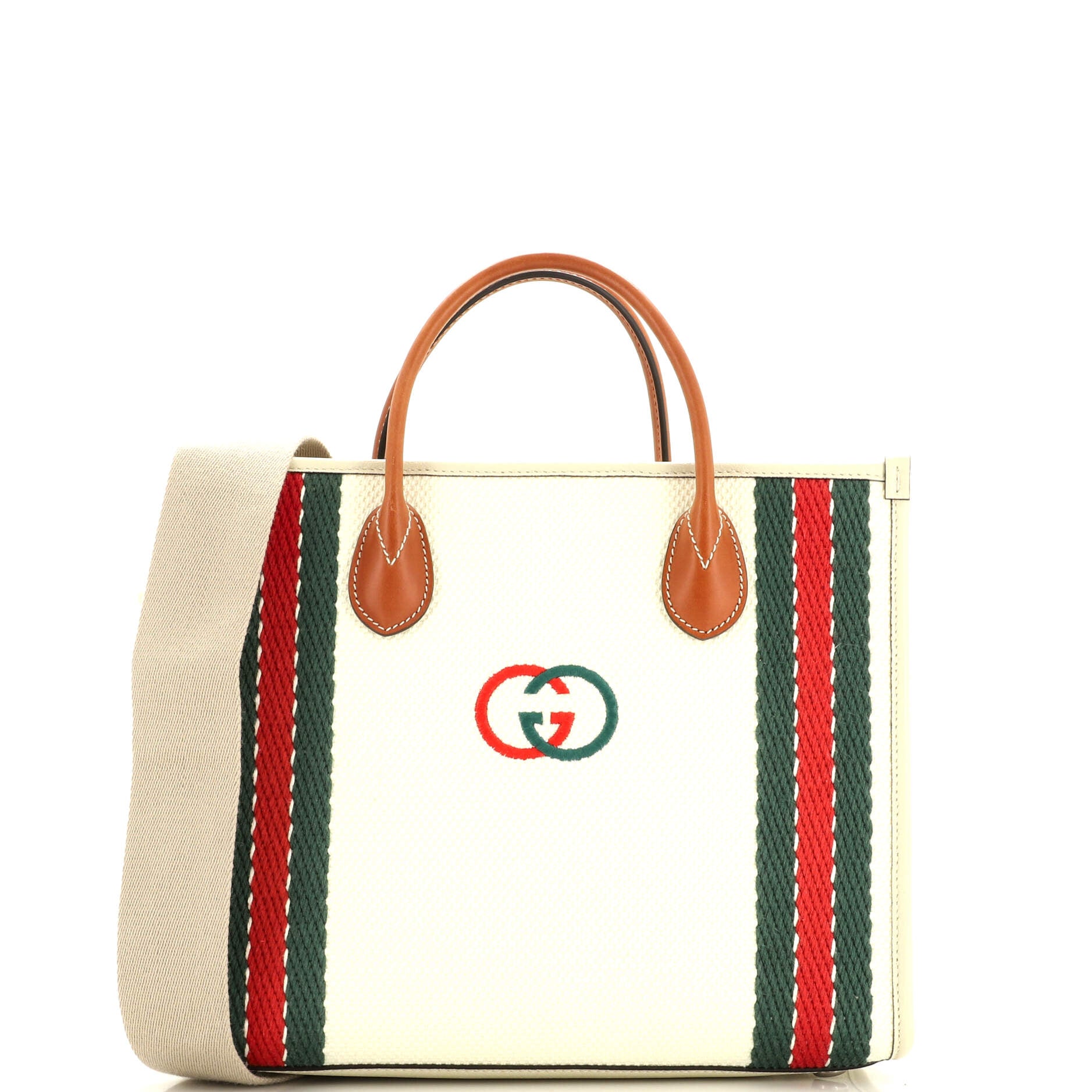 Pre-Owned Interlocking G Web Tote Embroidered Canvas Medium by Rebag ...