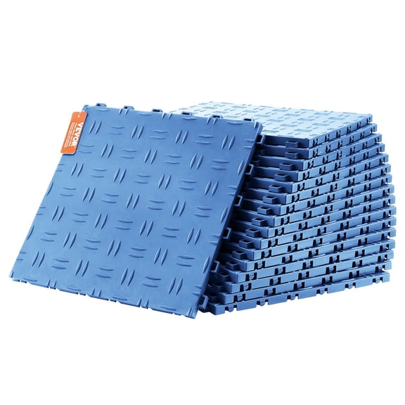 Interlocking Garage Floor Tiles 12 x 12 x 0.53 Inch 50 Pack Non Slip Double Sided Texture for Garage Basement Workshop Blue