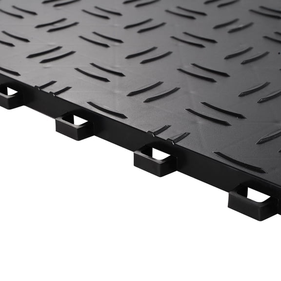 Interlocking Garage Floor Tiles, 12x12 Inch, 50-Pack - Non-Slip, Double-Sided Texture for Garages, Basements & Shops, Black