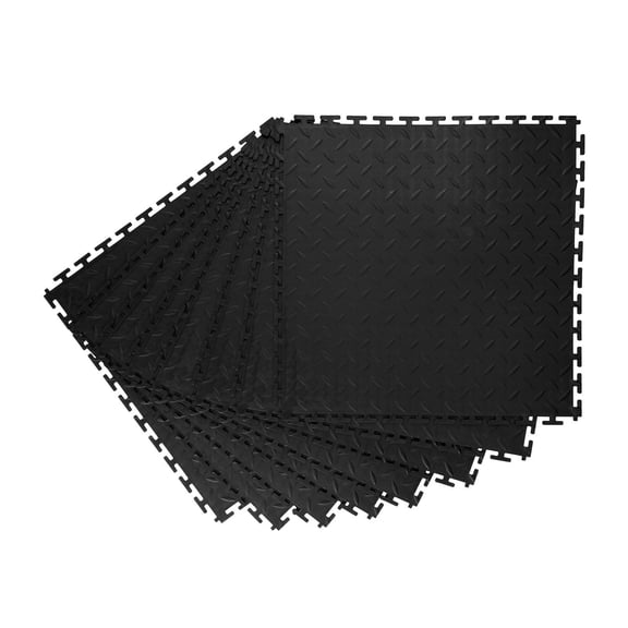 Interlocking Garage Floor Tiles, 8-Pack (20.2 X 20.2 X 0.2 in) Modular PVC Mats.