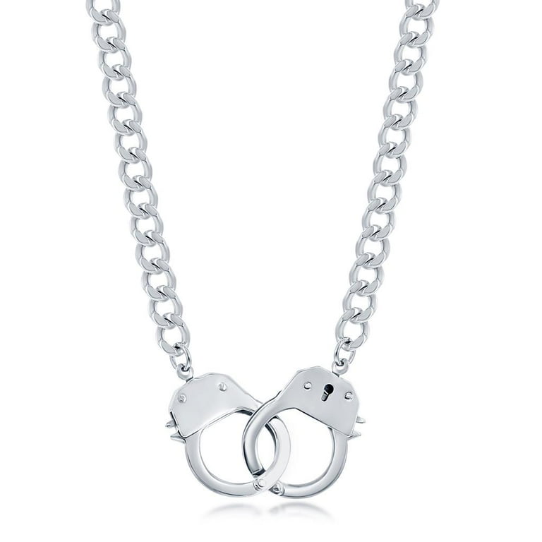 Interlocking Handcuff Lock Partners in Crime Pendant 22” Link