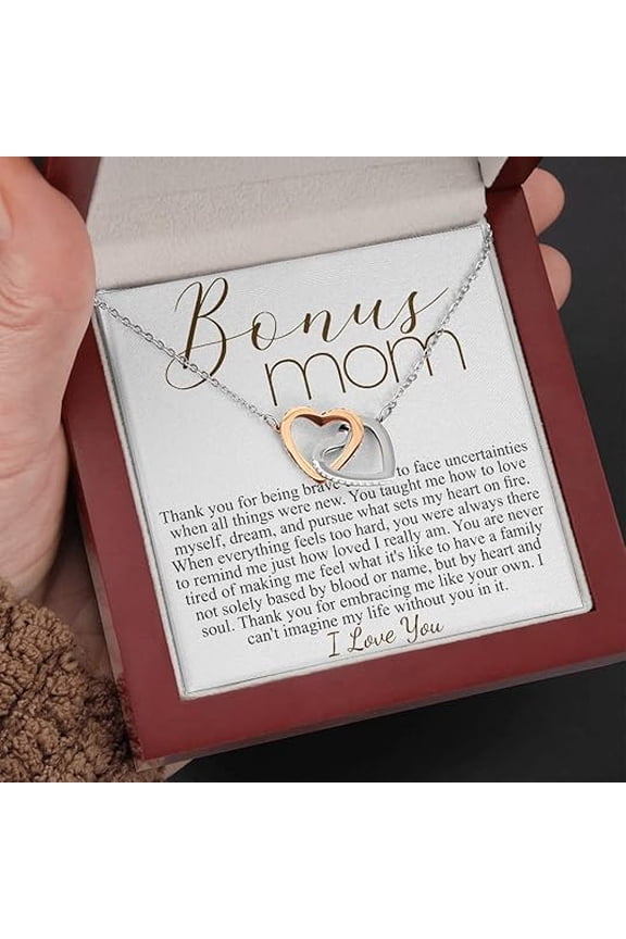 Interlocking Heart Necklace Personalized Bonus Mom Gift, Step Mom Christmas Gifts, Step Mom Necklace, Step Mom Gift, Bonus Mom Necklace, Jewelry for bonus mom