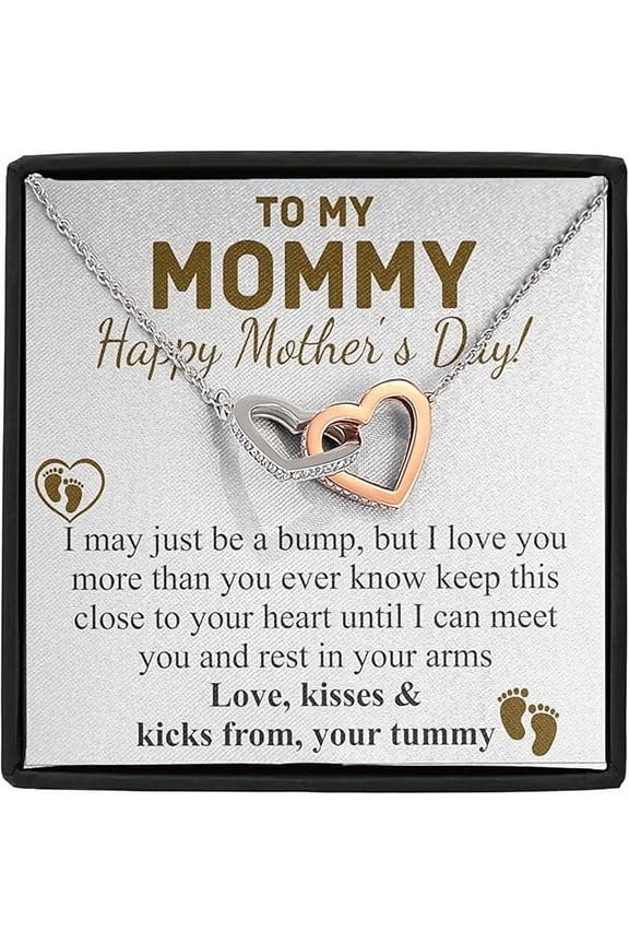 Interlocking Heart Necklace Personalized Gift For First Mother's Day, Gift for Daughter from Mother, Mothers Day Gift for New Mom, Sentimental Gift from mom to new mom with message card