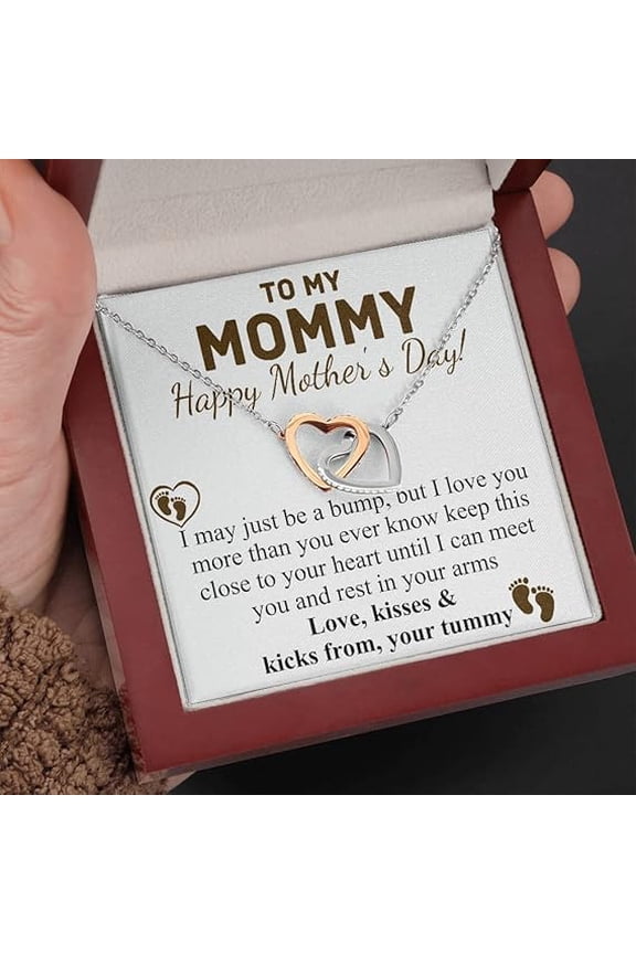 Interlocking Heart Necklace Personalized Gift For First Mother's Day, Gift for Daughter from Mother, Mothers Day Gift for New Mom, Sentimental Gift from mom to new mom with message card