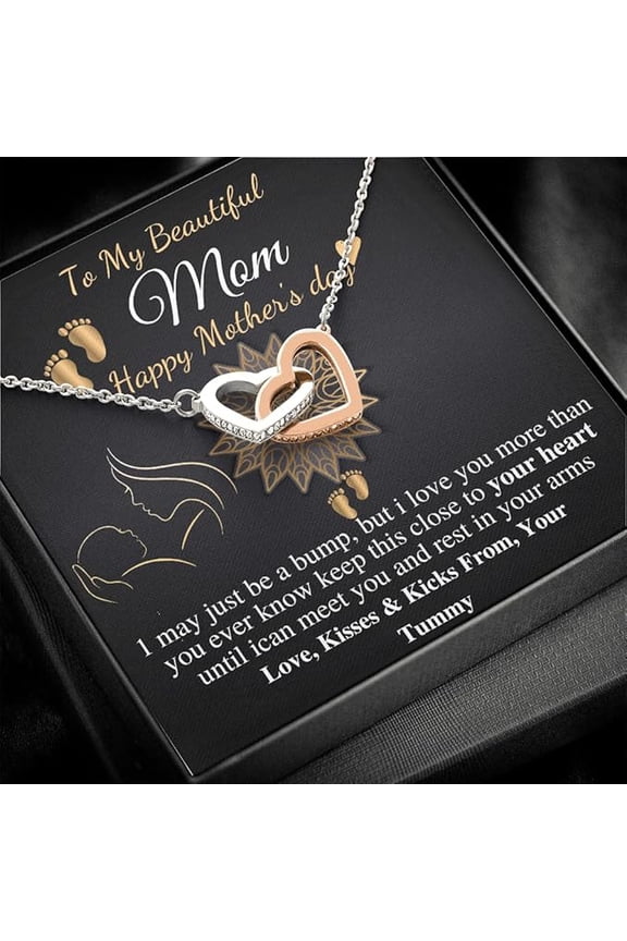Interlocking Heart Necklace for Mother's Day to Wife, Sentimental Message Jewelry with Message Card Necklac , personalized gift from husband