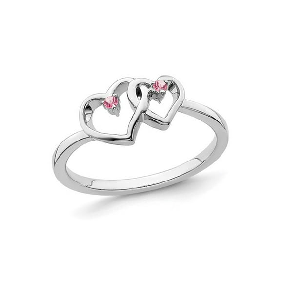 Interlocking Heart Ring in 14K White Gold with Pink Tourmalines