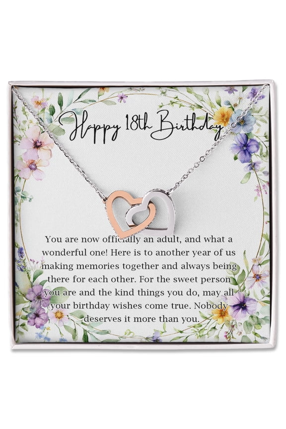 Interlocking Hearts Necklace Gift, Sentimental Jewelry with Message Card, Meaningful Birthday Present for Her, Elegant Gift for Friend, Thoughtful Keepsake Necklace for Special Women in Your Life