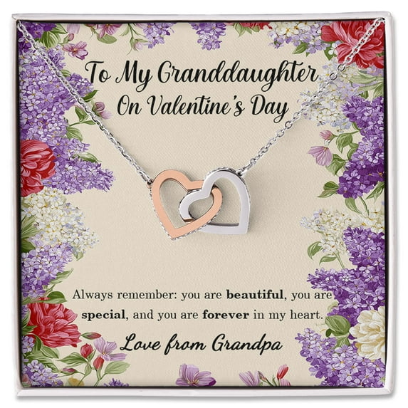 Interlocking Hearts Necklace, To My Granddaughter, From Grandpa, Valentine's Day Jewelry, Gift For Granddaughter, Birthday Present, Keepsake, Forever In My Heart, Gift For Her, Special Love