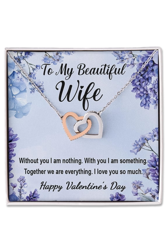 Interlocking Hearts Necklace, Valentine’s Day Gift For Wife From Husband, Romantic Jewelry For Her, Anniversary Gift, Birthday Present, Christmas Surprise, I Love You Forever, Gift For Wife