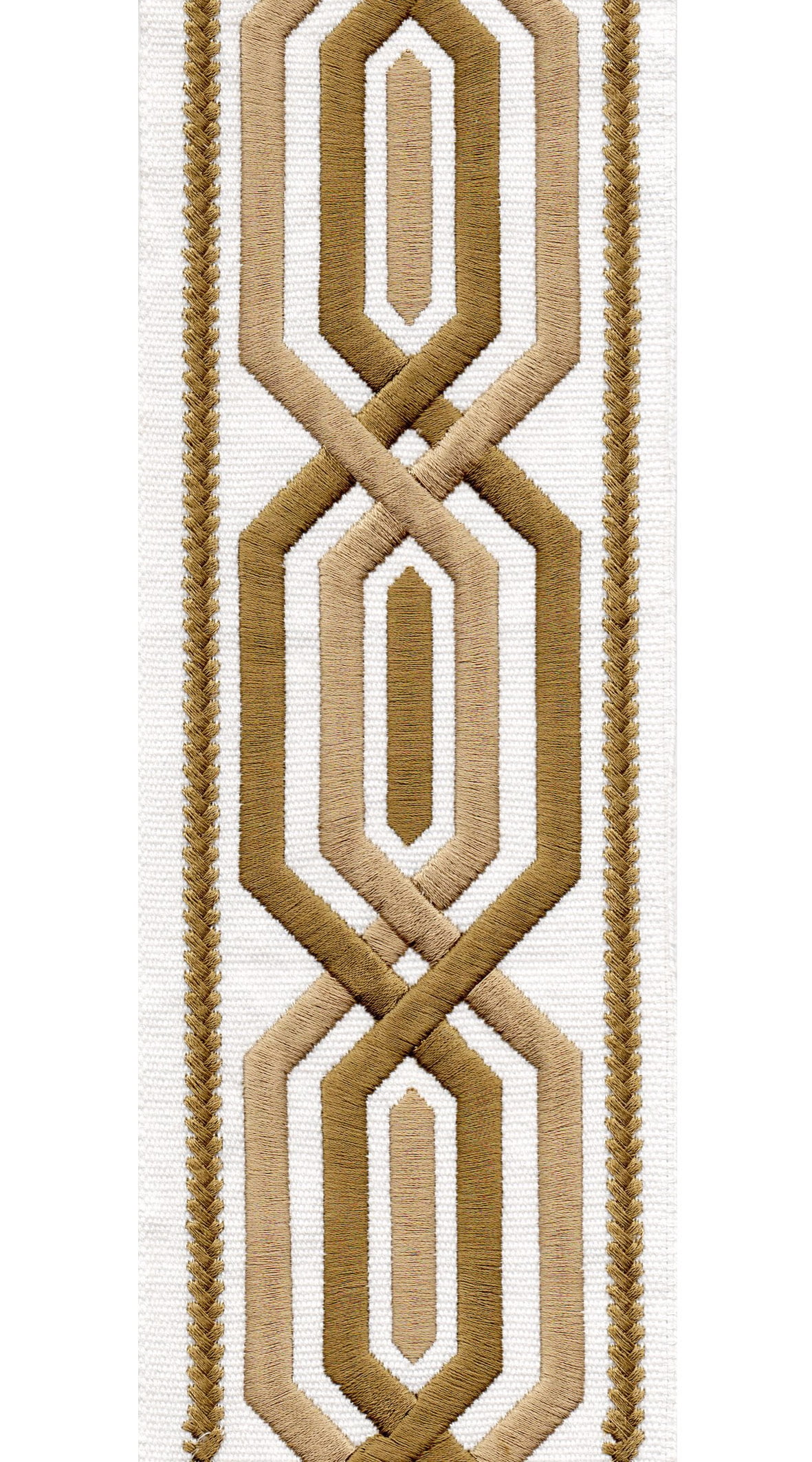 Interlocking Hexagon Cotton Canvas Trim - Ivory Gold Geometric Border ...