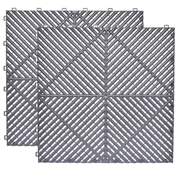 Interlocking Indoor/Outdoor Floor Tiles, Patio Flooring, Garage Tile, Decorative Mat, Sports Court Flooring Solution 15.7 in. x 15.7 in. (40-Pack)，Gray