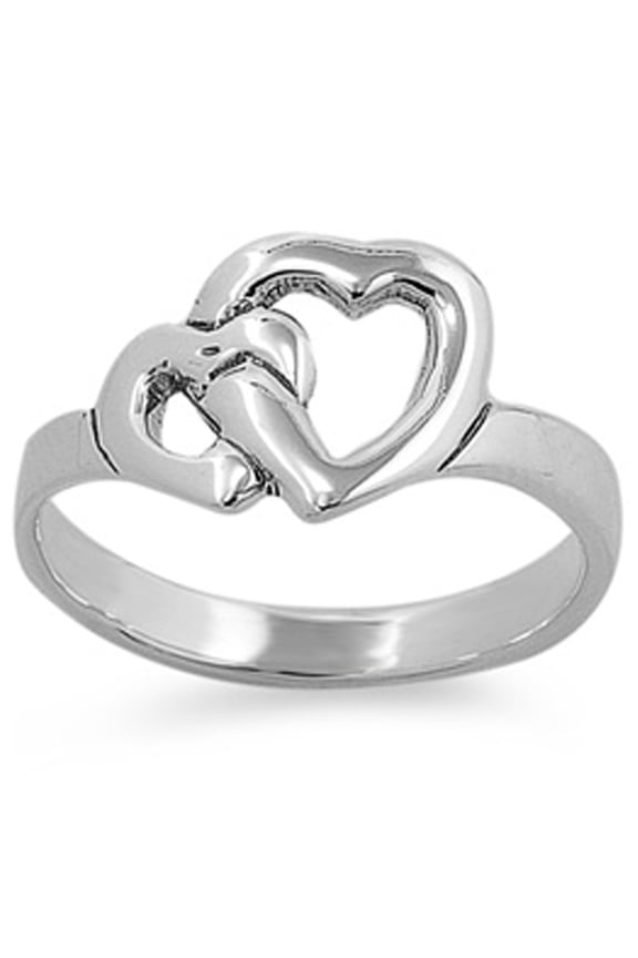 Interlocking Infinity Heart Link Love Ring .925 Sterling Silver Band Jewelry Female Male Size 7