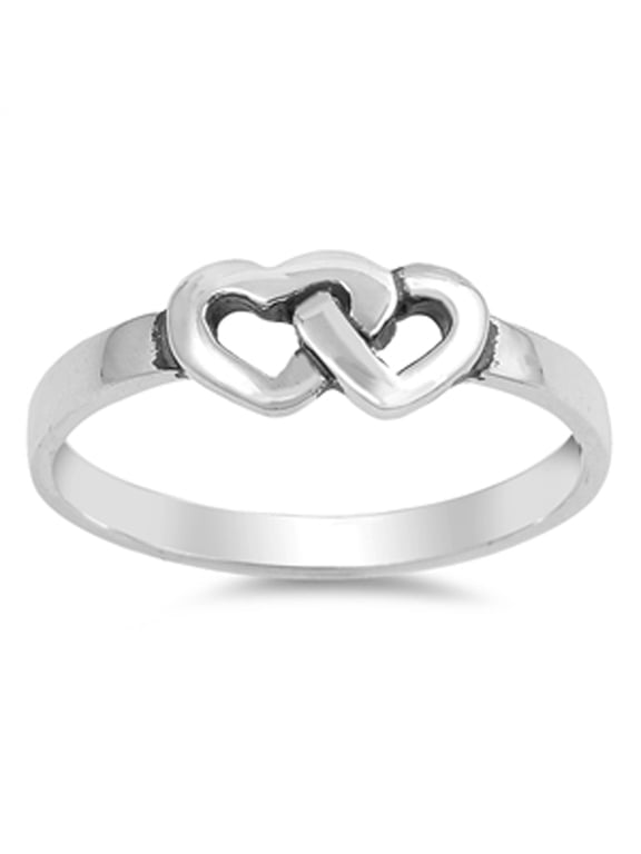 Interlocking Infinity Heart Love Purity Ring 925 Sterling Silver Band Jewelry Female Male Size 2