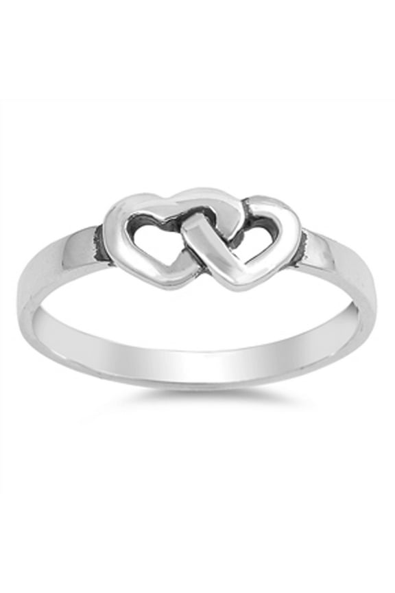 Interlocking Infinity Heart Love Purity Ring 925 Sterling Silver Band Jewelry Female Male Size 5
