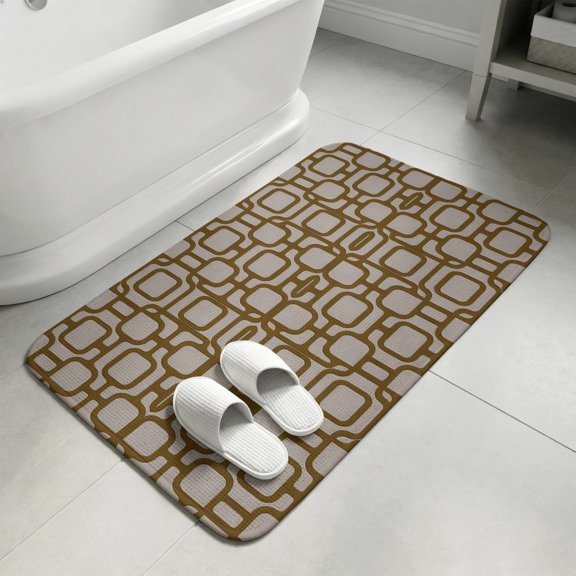 Interlocking Loops Bronze Washable Area Rugs for Living Room Bedroom, Large Non Slip Indoor Floor Carpet Absorbent Geometric Middle Century Modern Door Mat Rugs for Bathroom Entryway 47.2"x63"