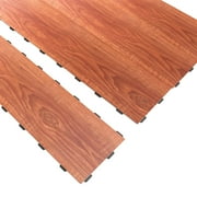 Interlocking Luxury Vinyl Flooring Tile, Wood Floor Plank for Kitchen Bathroom - Waterproof, Anti-Slip, Wear-Resistant, Reusable - 36 x 6 Inch, 18-Pack Cover 27 Sq. Ft